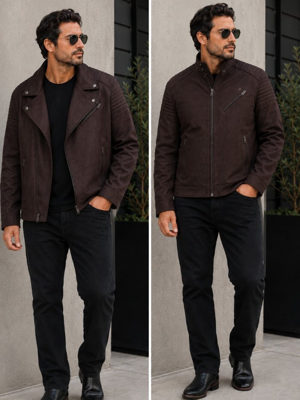 Express Men's Brown Faux Suede Moto Jacket NWT Size XL